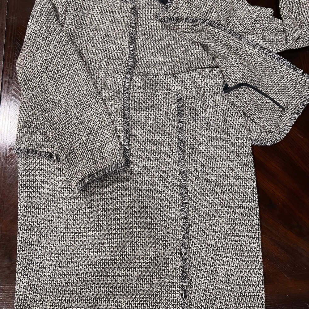 Calvin Klein Black and White Blazer Timeless Tweed Elegance